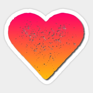Pink and Orange Heart Sticker